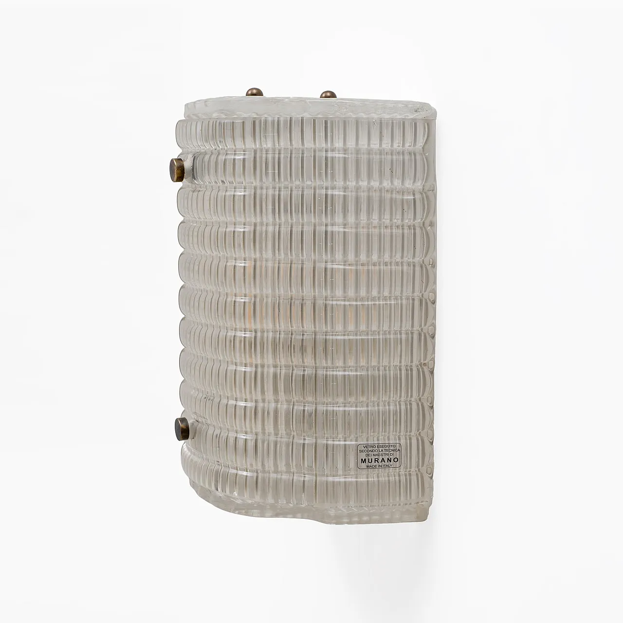 Coppia di applique in vetro di Murano con texture a coste, '900 7