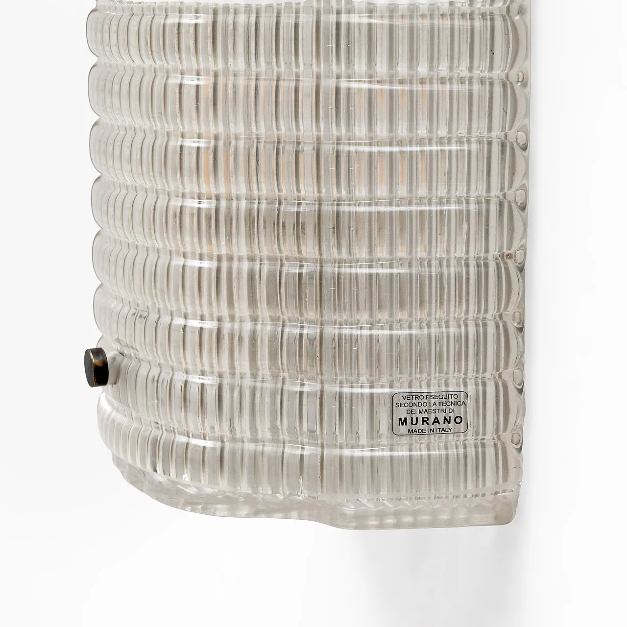 Coppia di applique in vetro di Murano con texture a coste, '900 8