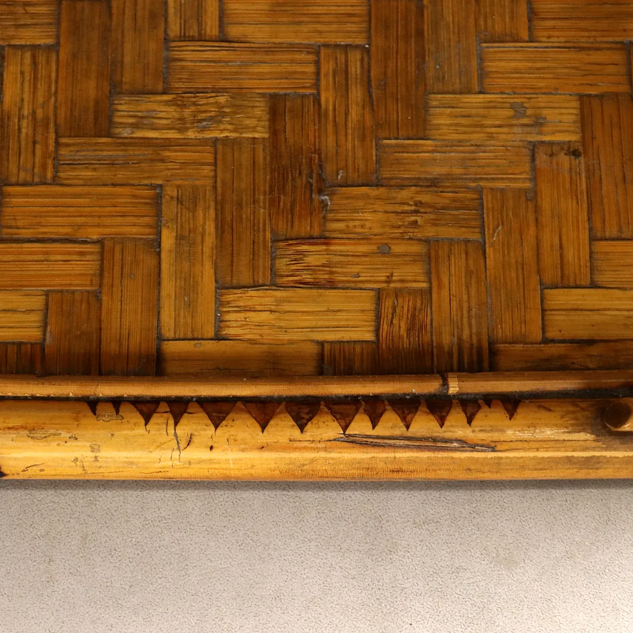 Bookcase with bamboo frame and four wicker shelves, 20th century 6