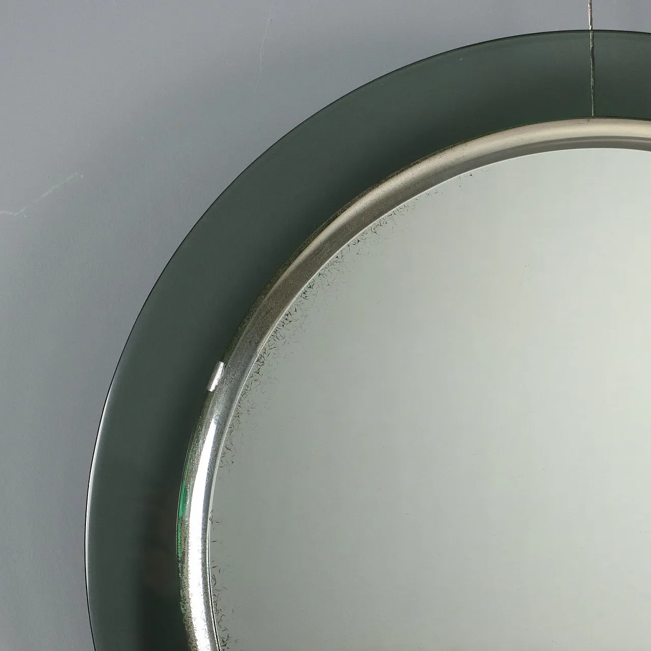Specchio circolare con cornice in vetro fumé, '900 3