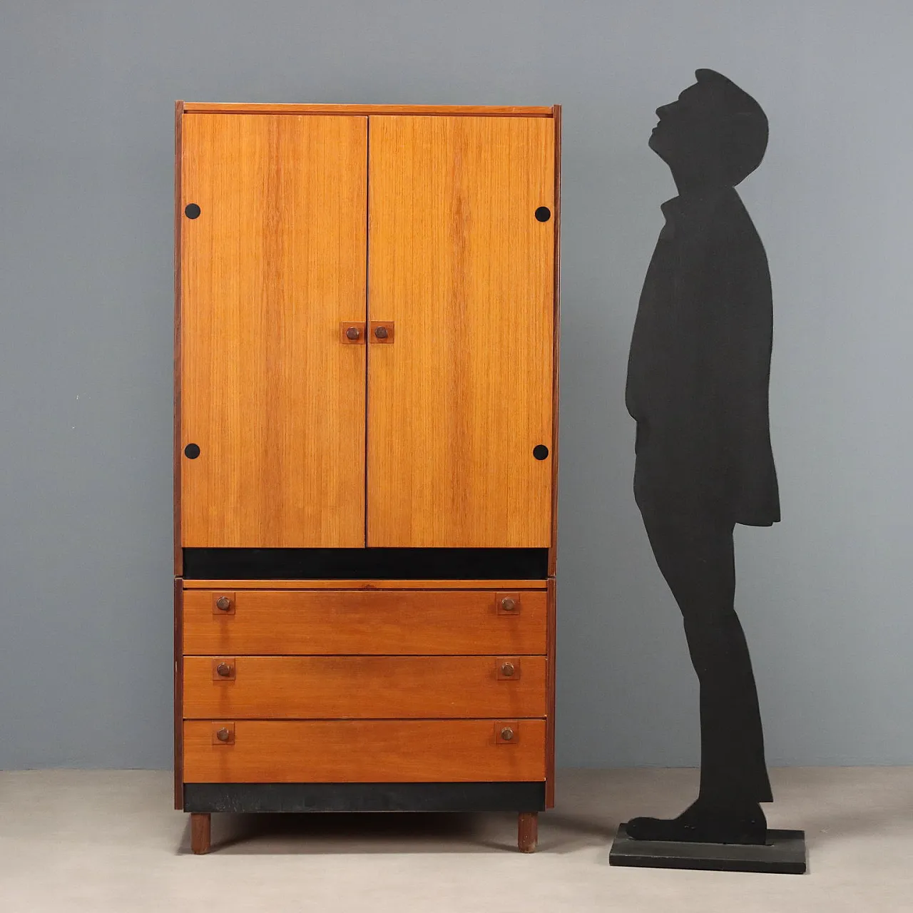 Mobile contenitore impiallacciato teak, '900 2