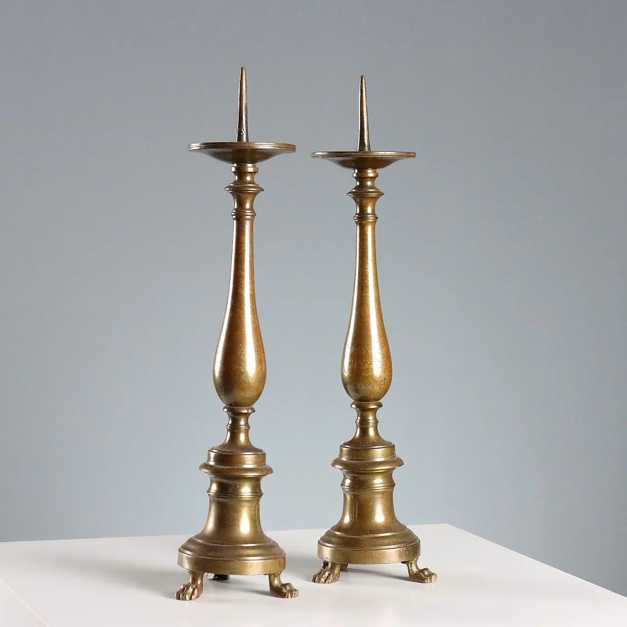 Pair of bronze candlesticks, 19th century 1