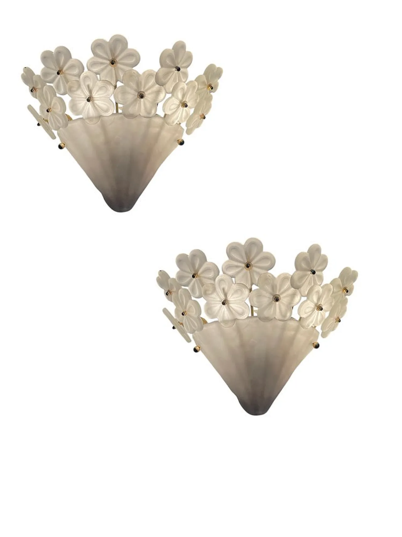 Pair of Italian Murano glass flower sconces, 1960s 1