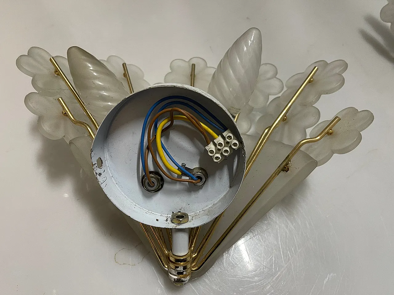 Pair of Italian Murano glass flower sconces, 1960s 6