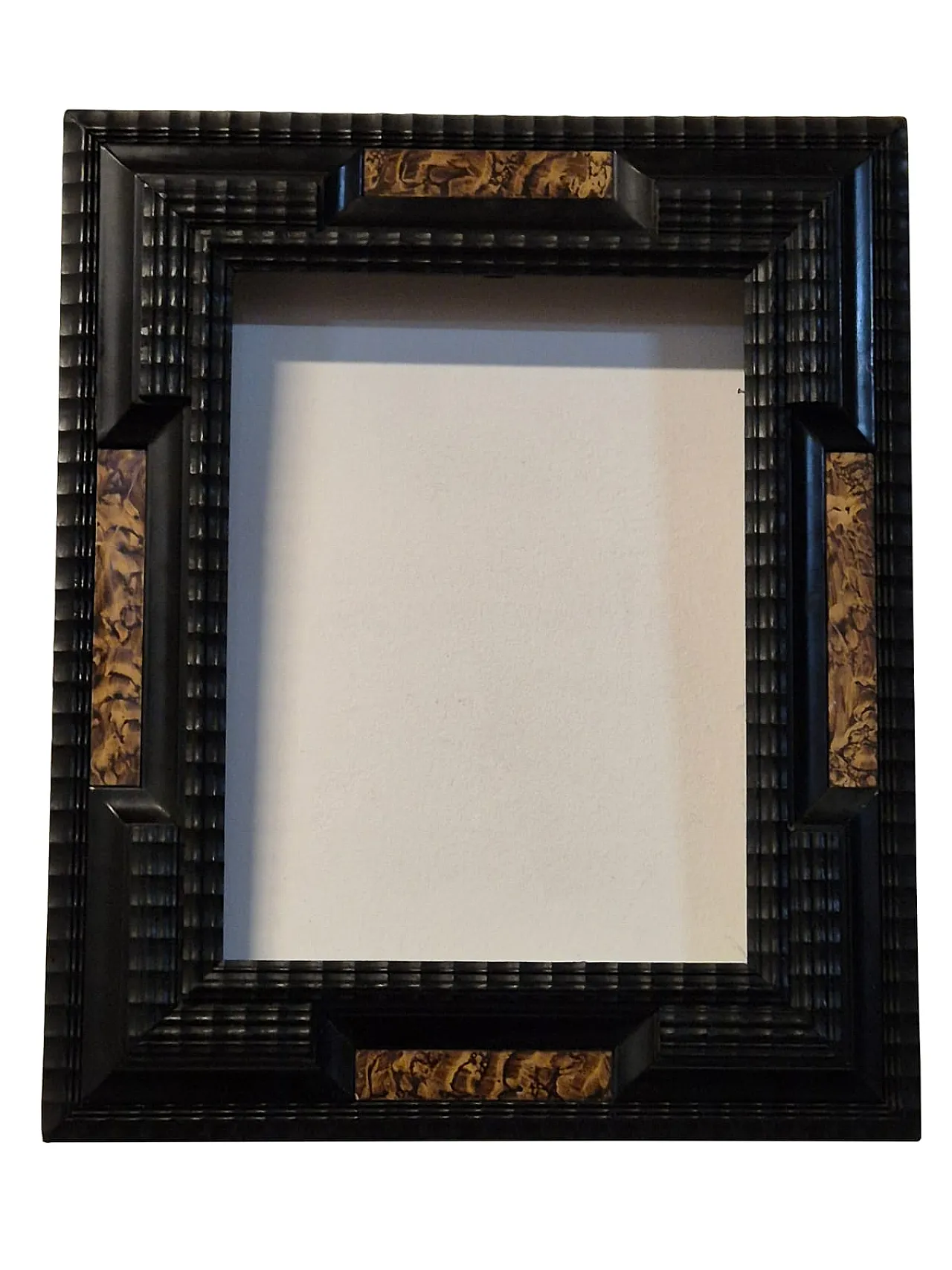 Antique Italian frame in ebonized wood with guilloché workmanship 2