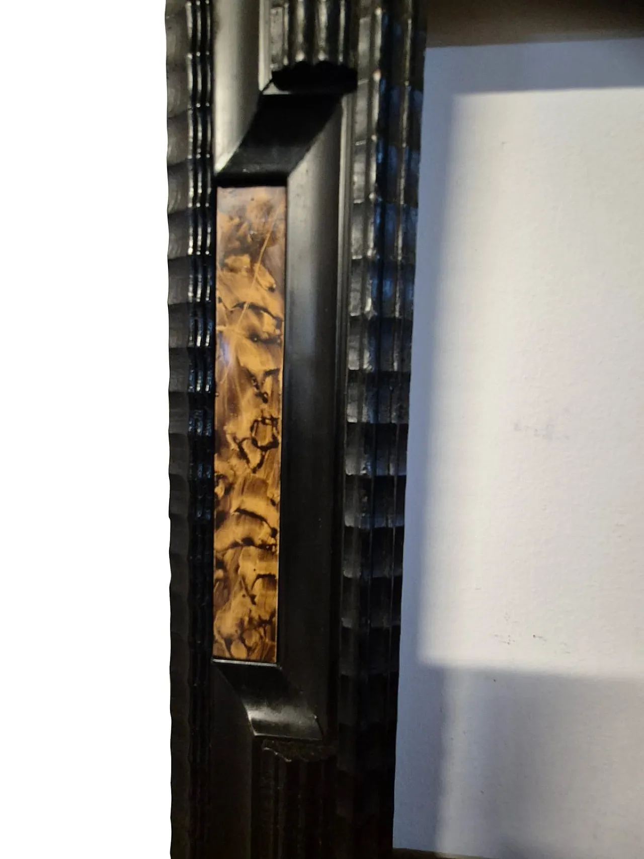Antique Italian frame in ebonized wood with guilloché workmanship 6