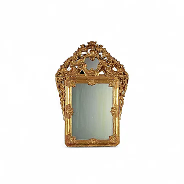Specchiera eclettica in legno intagliato e dorato, '800