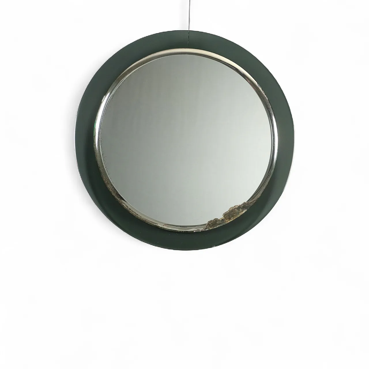 Specchio circolare con cornice in vetro fumé, '900 8
