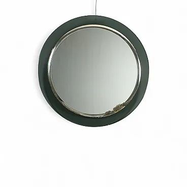 Specchio circolare con cornice in vetro fumé, '900