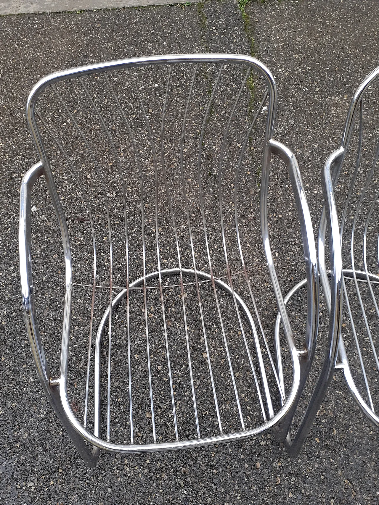 4 Poltrone in metallo cromato di Gastone Rinaldi, anni '60 14