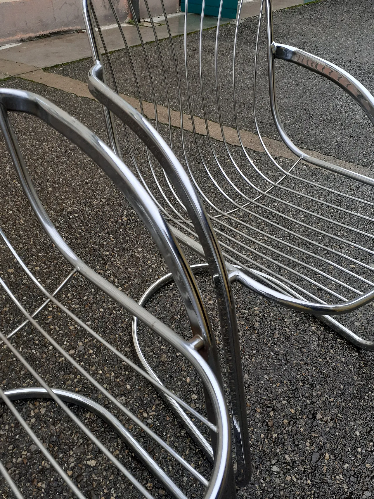 4 Poltrone in metallo cromato di Gastone Rinaldi, anni '60 17