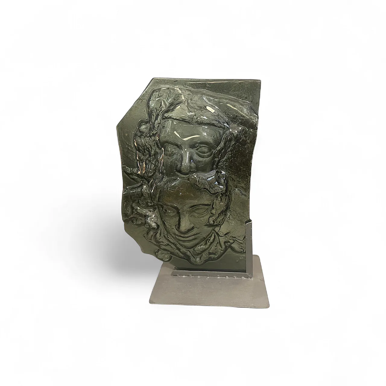 Abstract grey Murano glass sculpture by La Fucina degli Angeli, 1980s 17