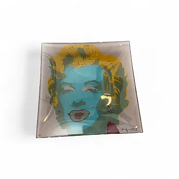 Pop Art Marylin Monroe glass tray by Andy Warhol for Rosenthal, 1990s