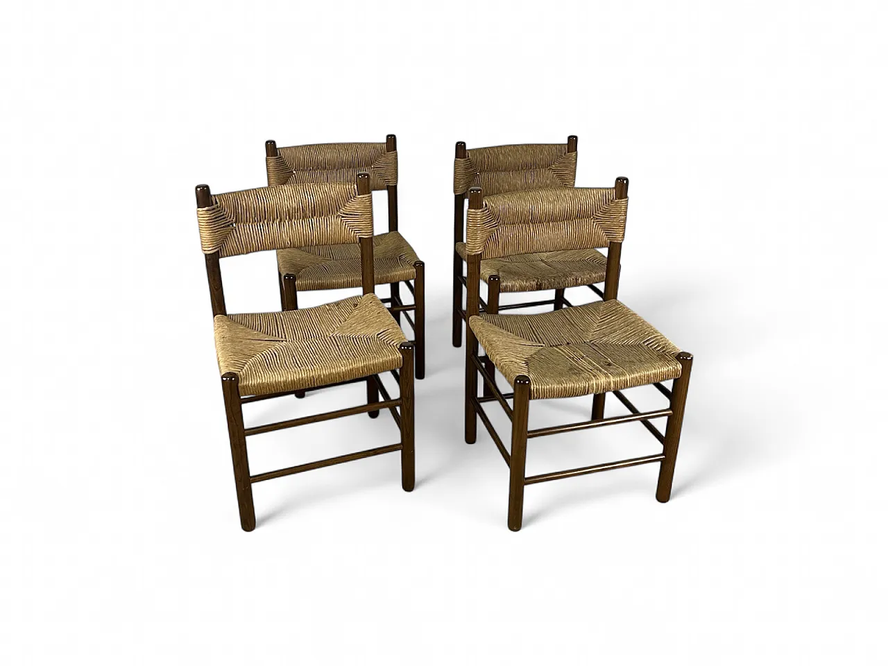 4 LS4/B wooden and rope chairs by Tito Agnoli, 1960s 19