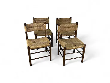 4 LS4/B wooden and rope chairs by Tito Agnoli, 1960s