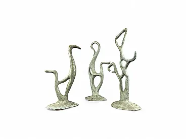 3 Teal green papier-mâché sculptures, 1950s