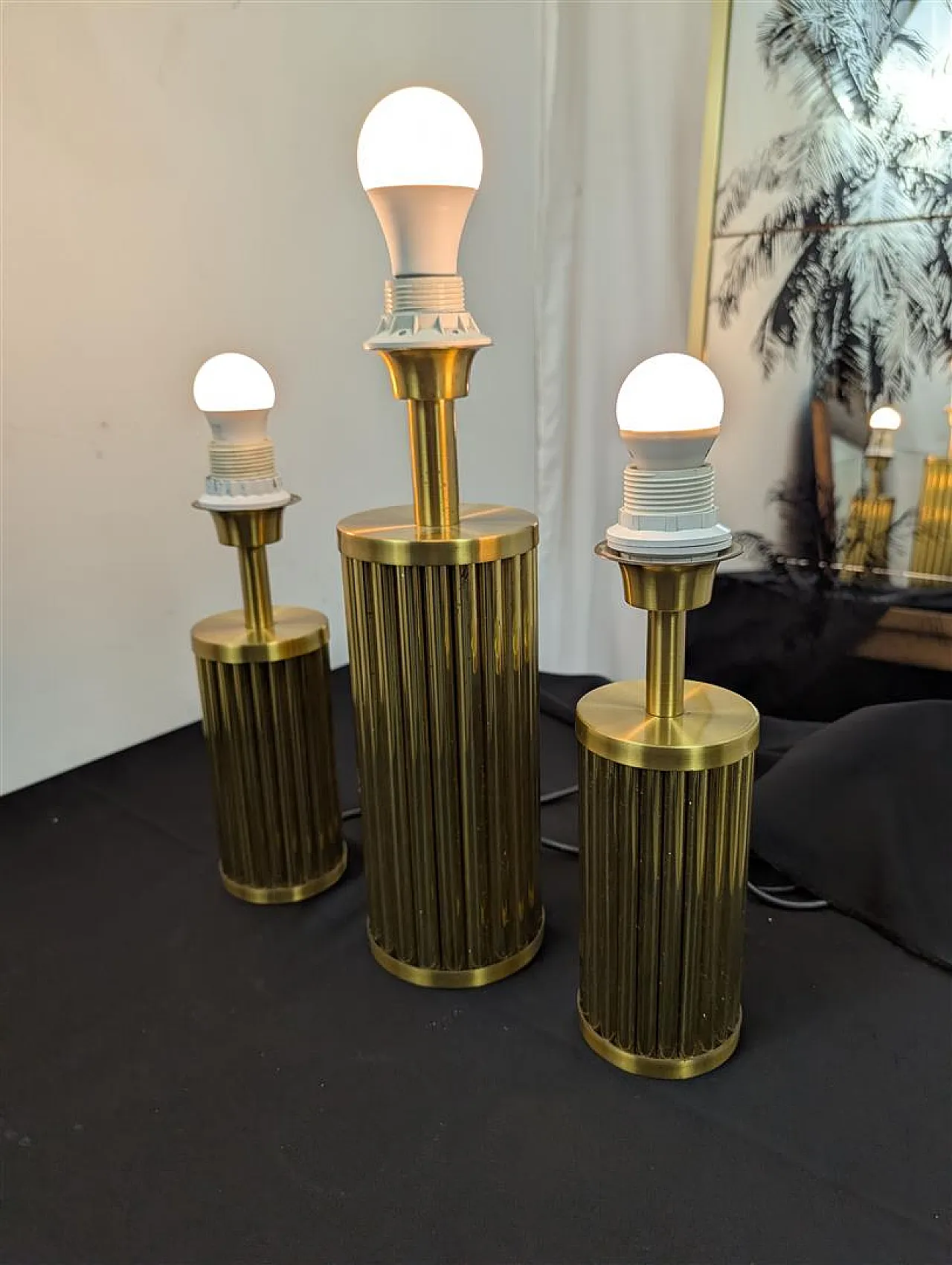 3 brass table lamps, 1970s 7
