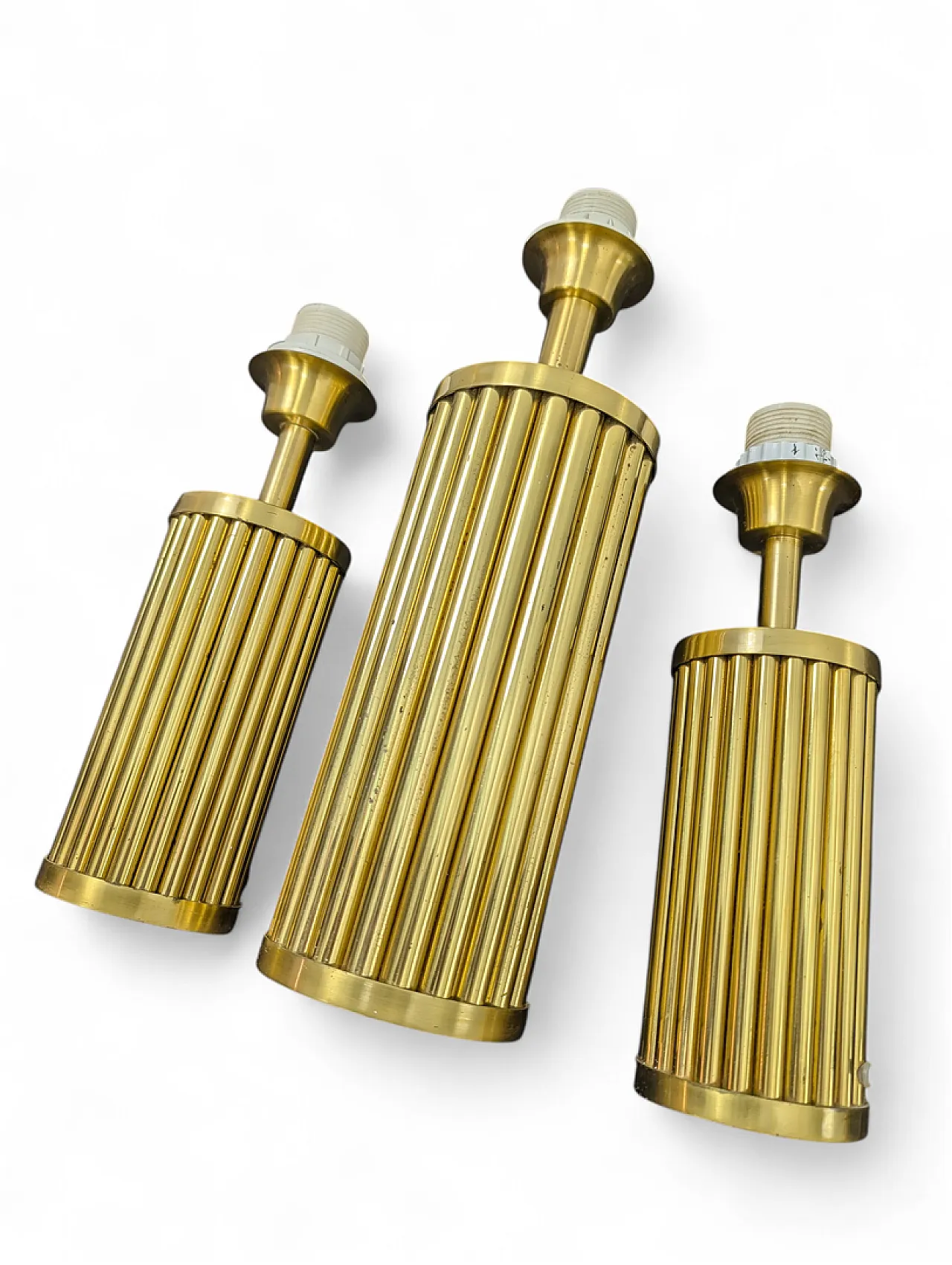 3 brass table lamps, 1970s 8