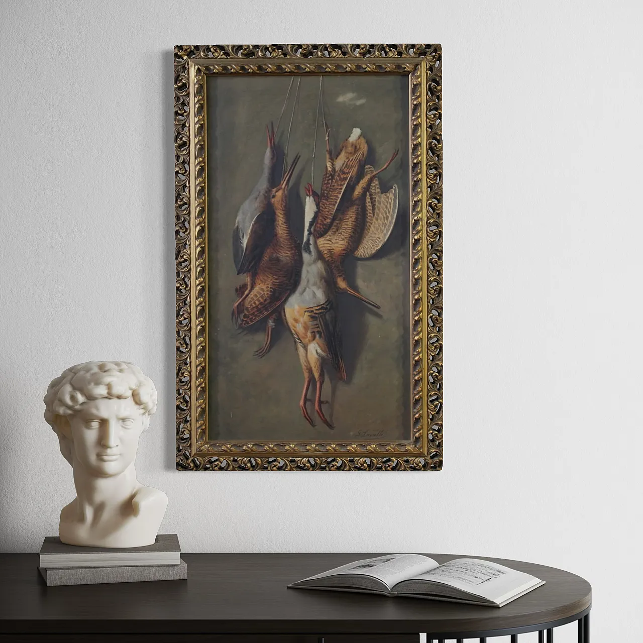 Dipinto italiano natura morta con cacciagione, '900 8