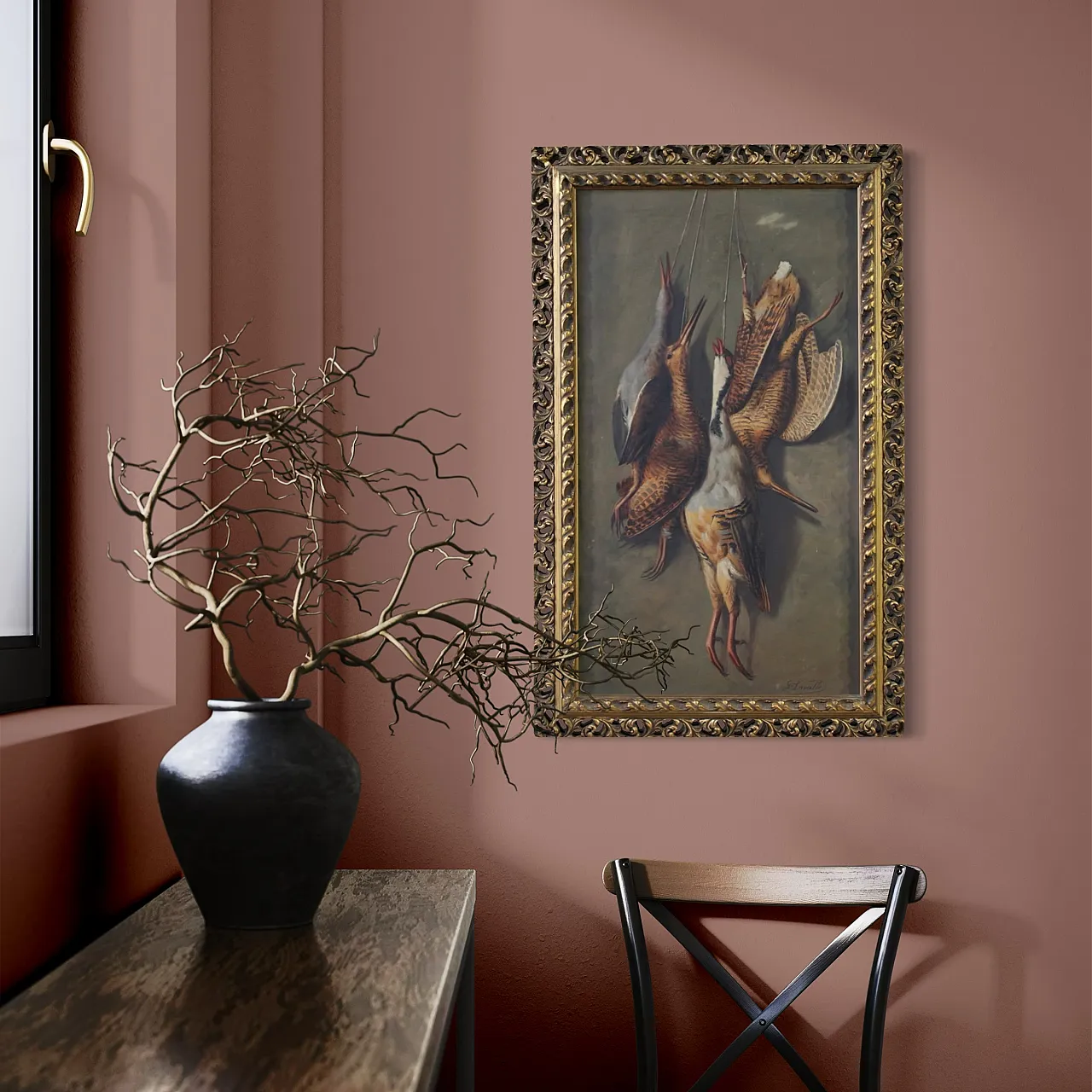 Dipinto italiano natura morta con cacciagione, '900 10