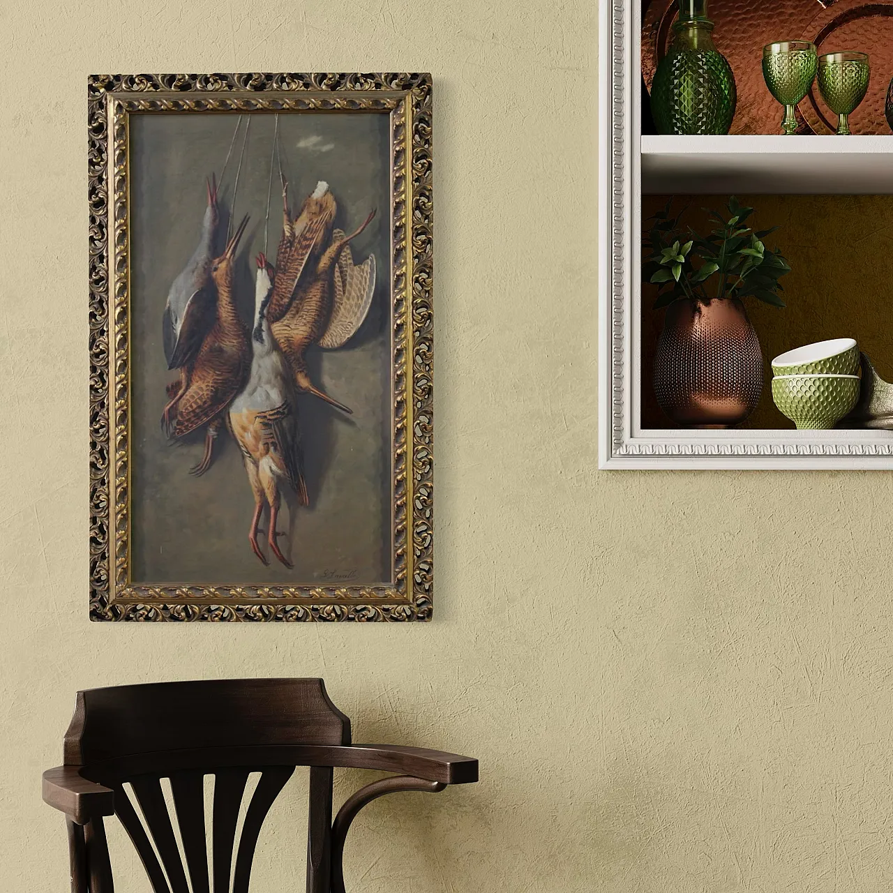 Dipinto italiano natura morta con cacciagione, '900 13