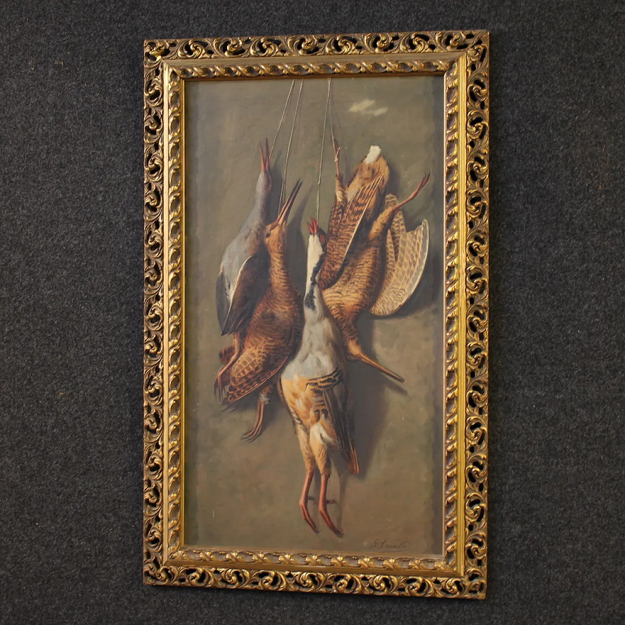 Dipinto italiano natura morta con cacciagione, '900 14