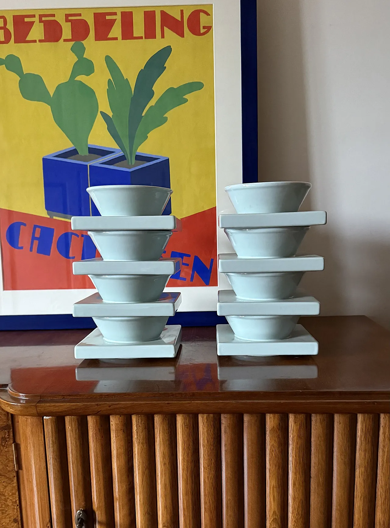 Set di 9 ciotole in ceramica azzurra, I + I Italia, anni '70 3