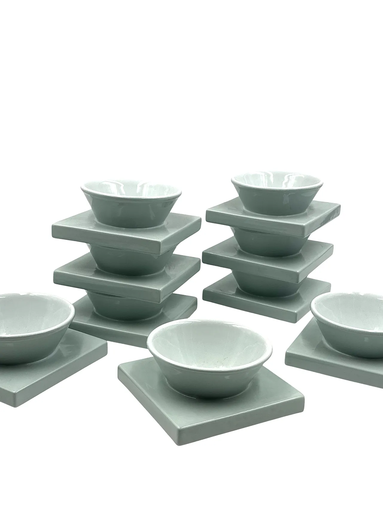 Set di 9 ciotole in ceramica azzurra, I + I Italia, anni '70 16