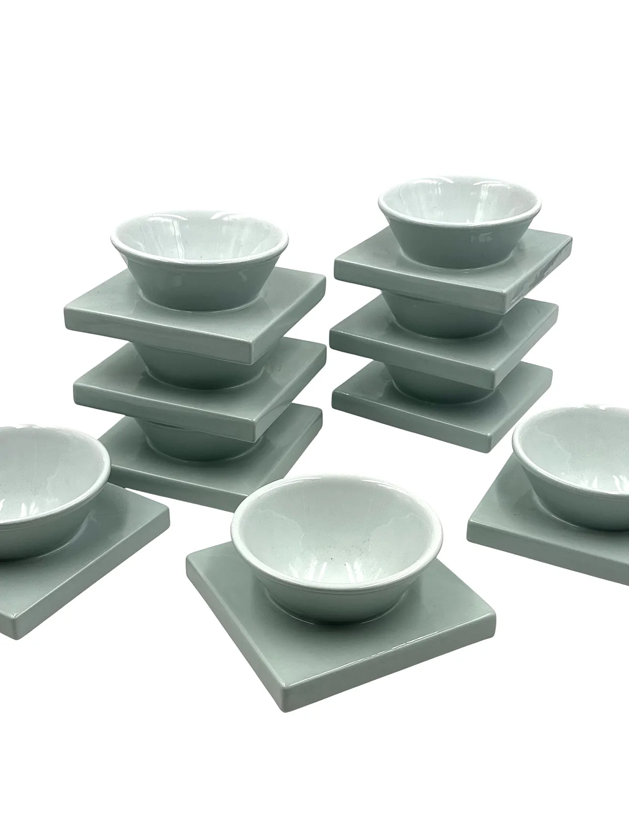 Set di 9 ciotole in ceramica azzurra, I + I Italia, anni '70 17