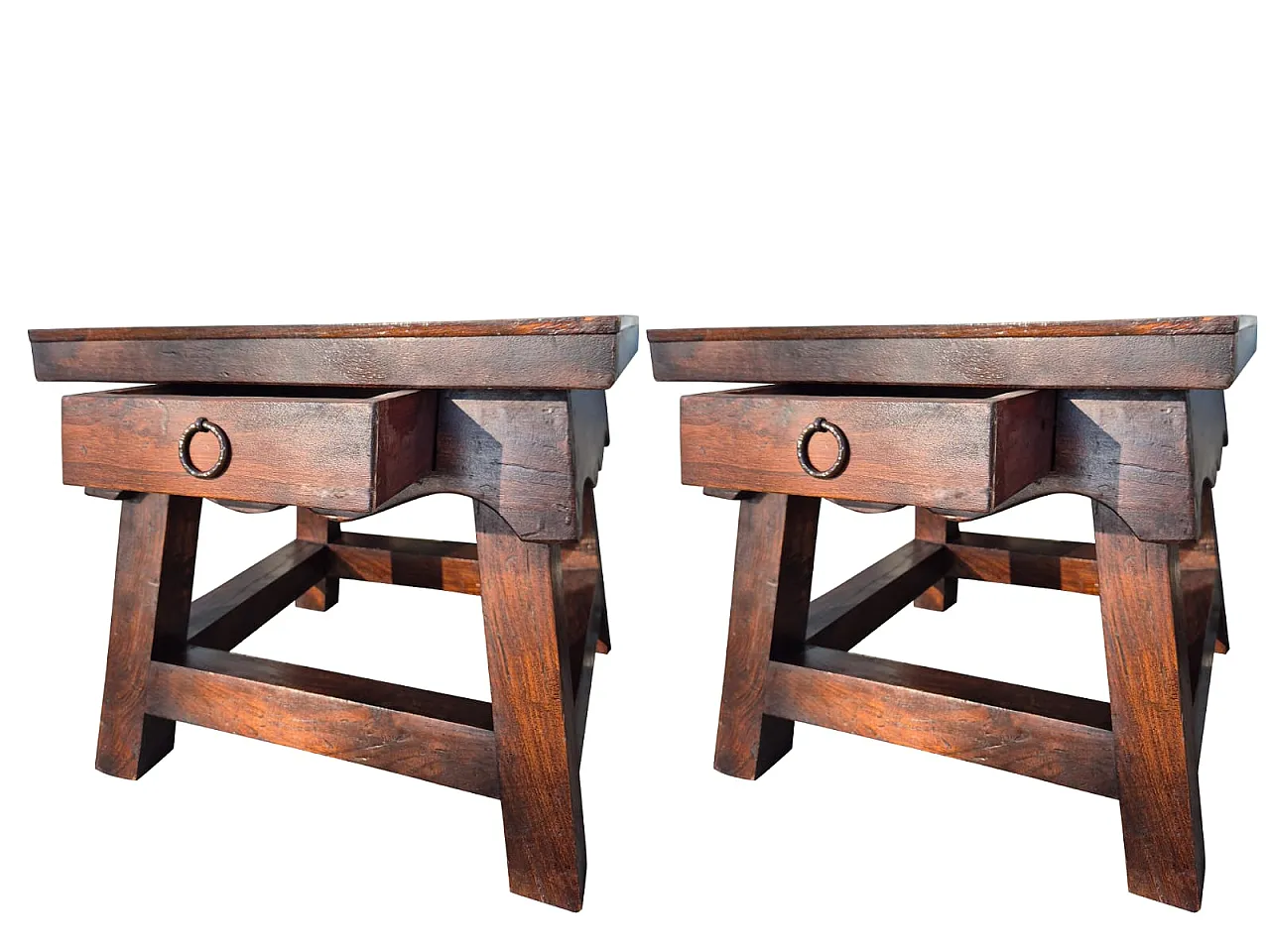 Coppia di Comodini Artigianali in Legno Massello 11