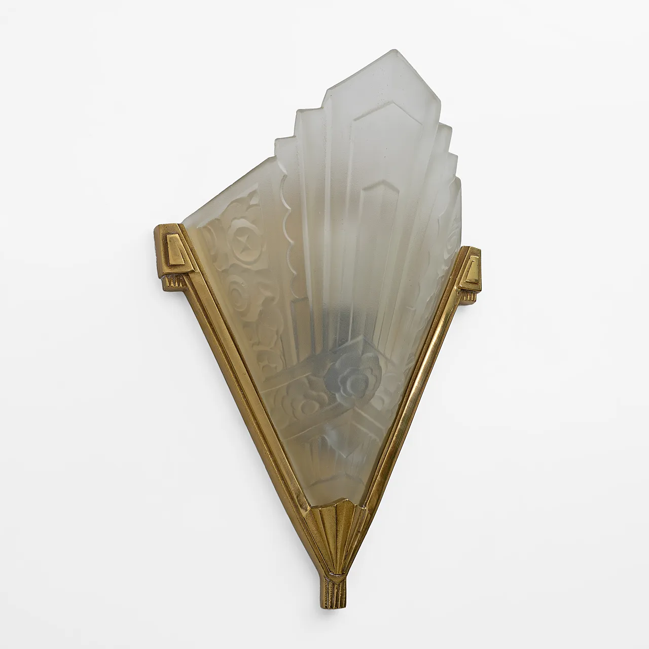 4 Art Deco lamps in pressed glass and brass, 1930s 14