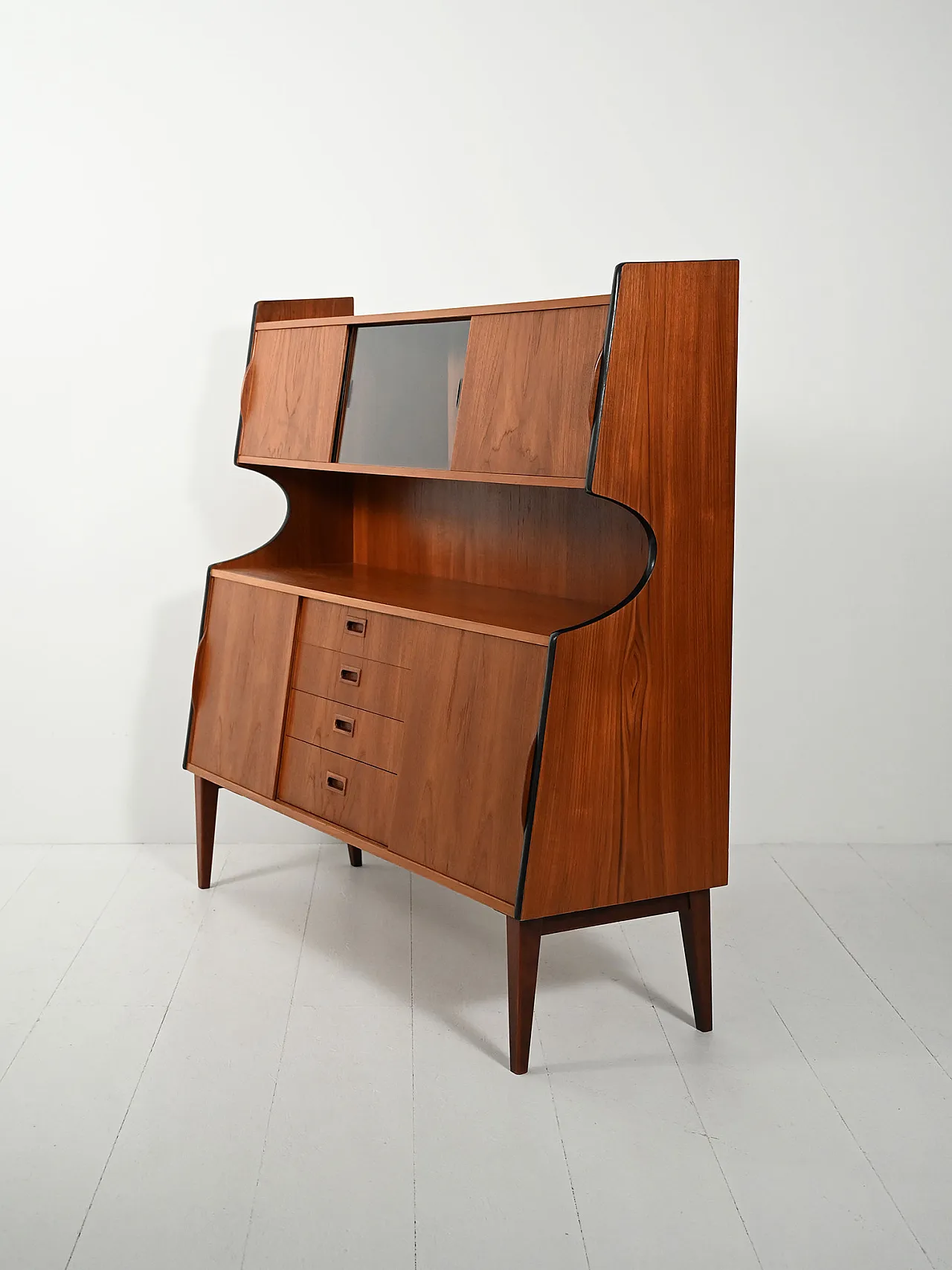 Credenza con vetrinetta in teak, anni '50 6