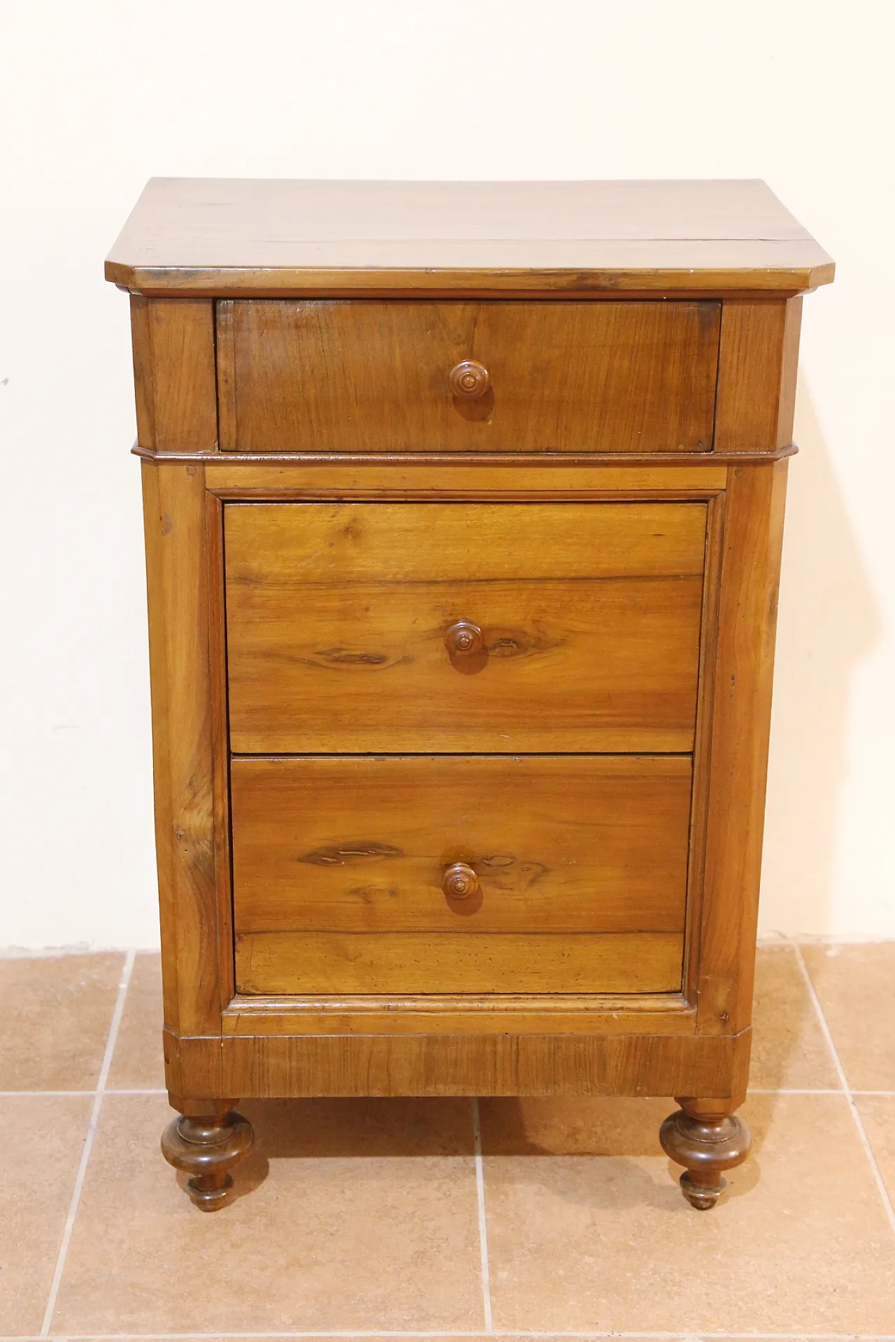 Louis Philippe French solid walnut bedside table, 19th century 1