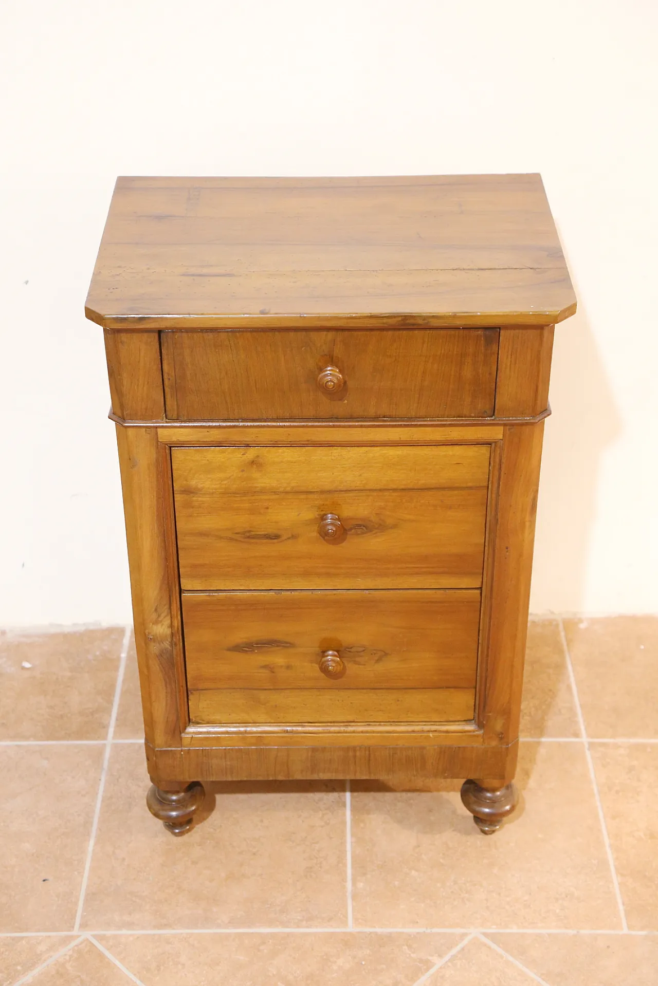 Louis Philippe French solid walnut bedside table, 19th century 2