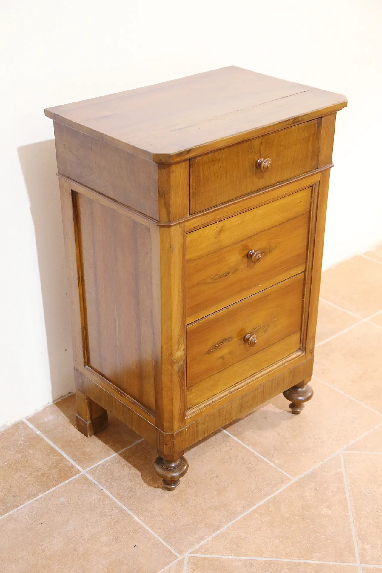 Louis Philippe French solid walnut bedside table, 19th century 3