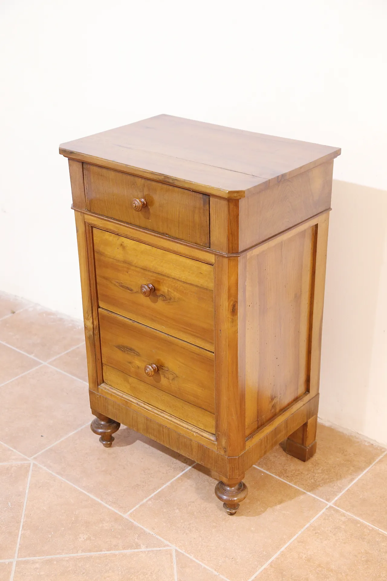Louis Philippe French solid walnut bedside table, 19th century 4