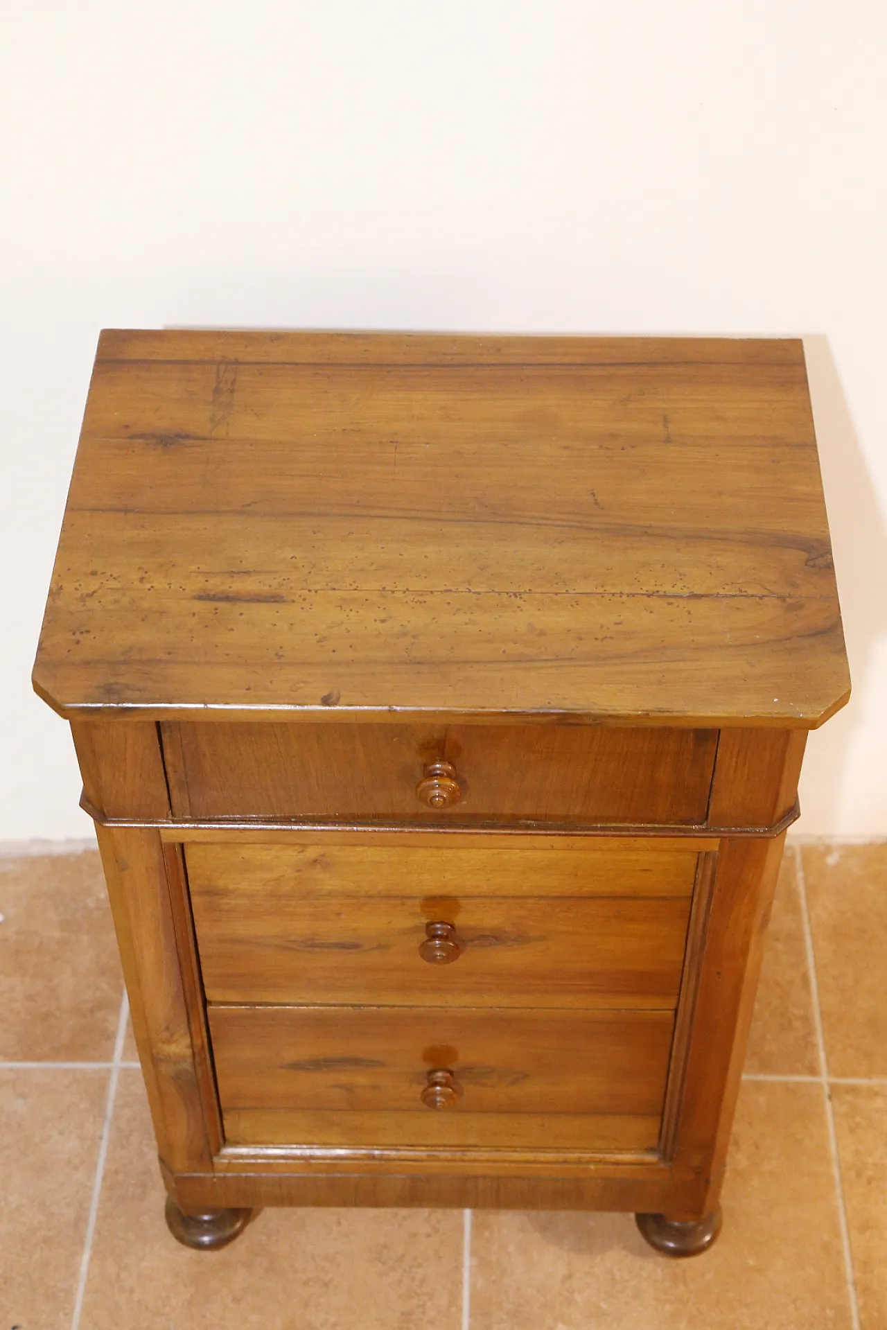 Louis Philippe French solid walnut bedside table, 19th century 5