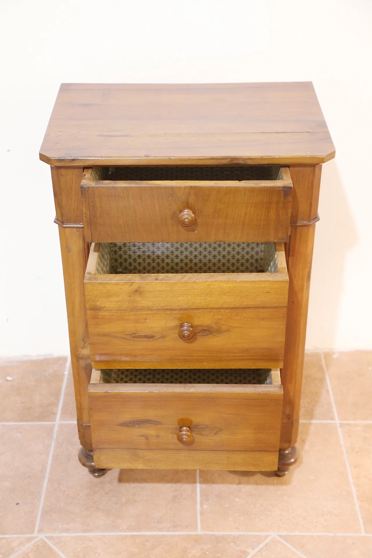Louis Philippe French solid walnut bedside table, 19th century 7