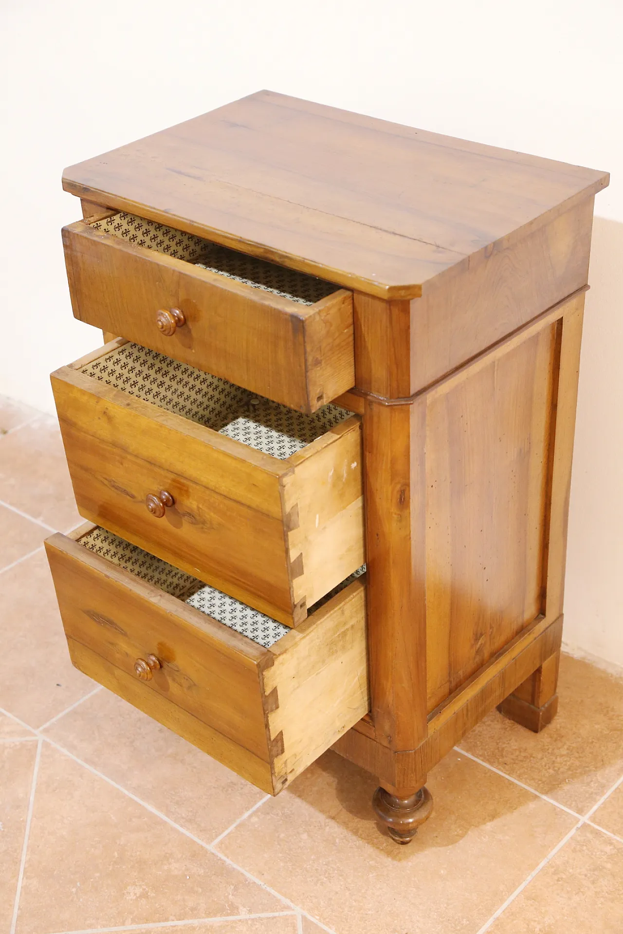 Louis Philippe French solid walnut bedside table, 19th century 8