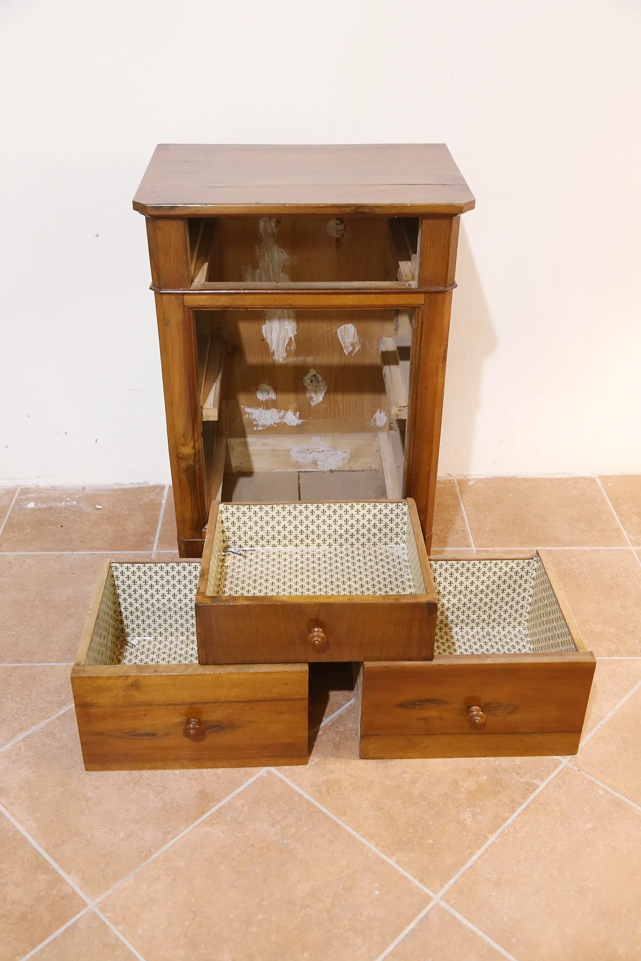 Louis Philippe French solid walnut bedside table, 19th century 10