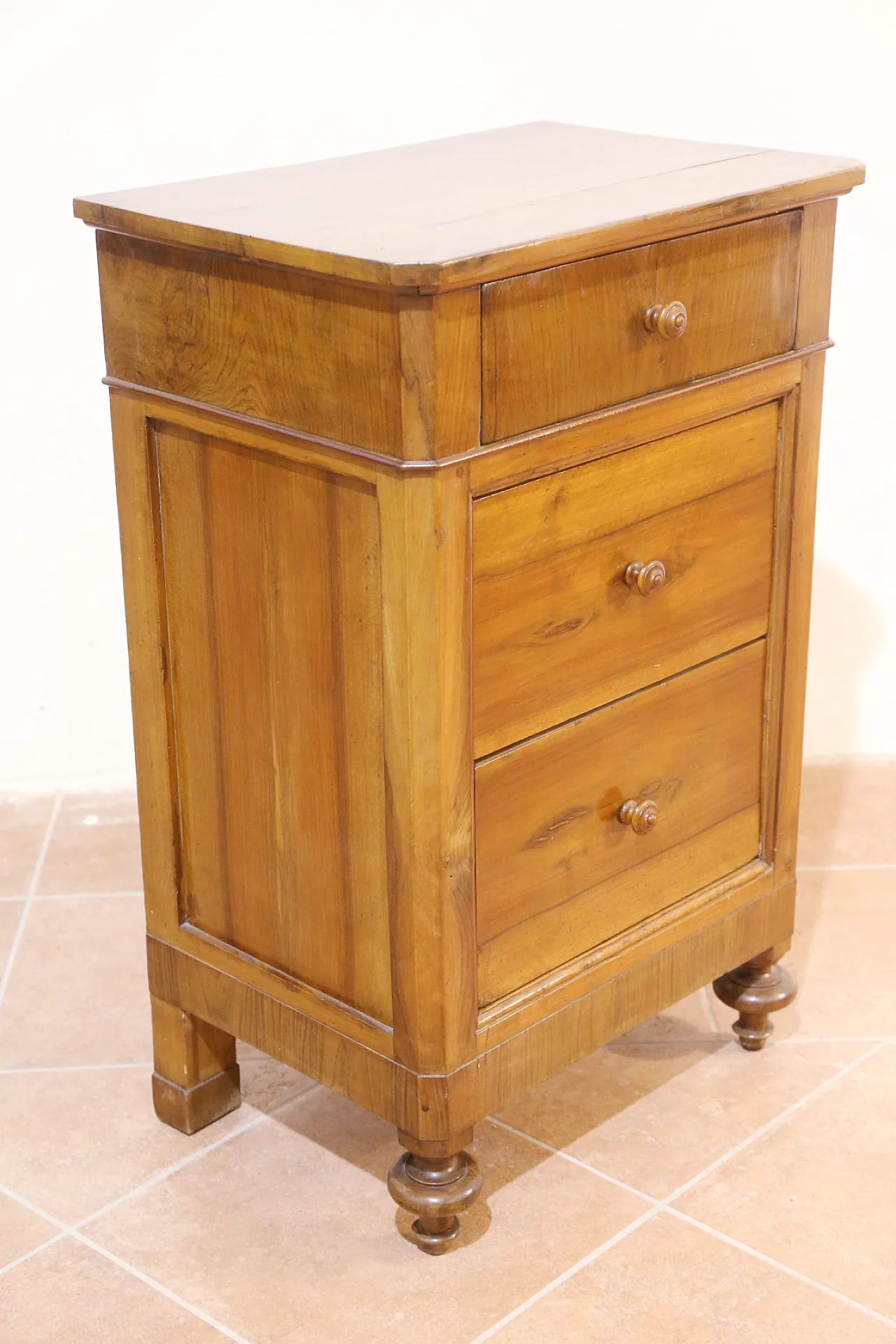 Louis Philippe French solid walnut bedside table, 19th century 12