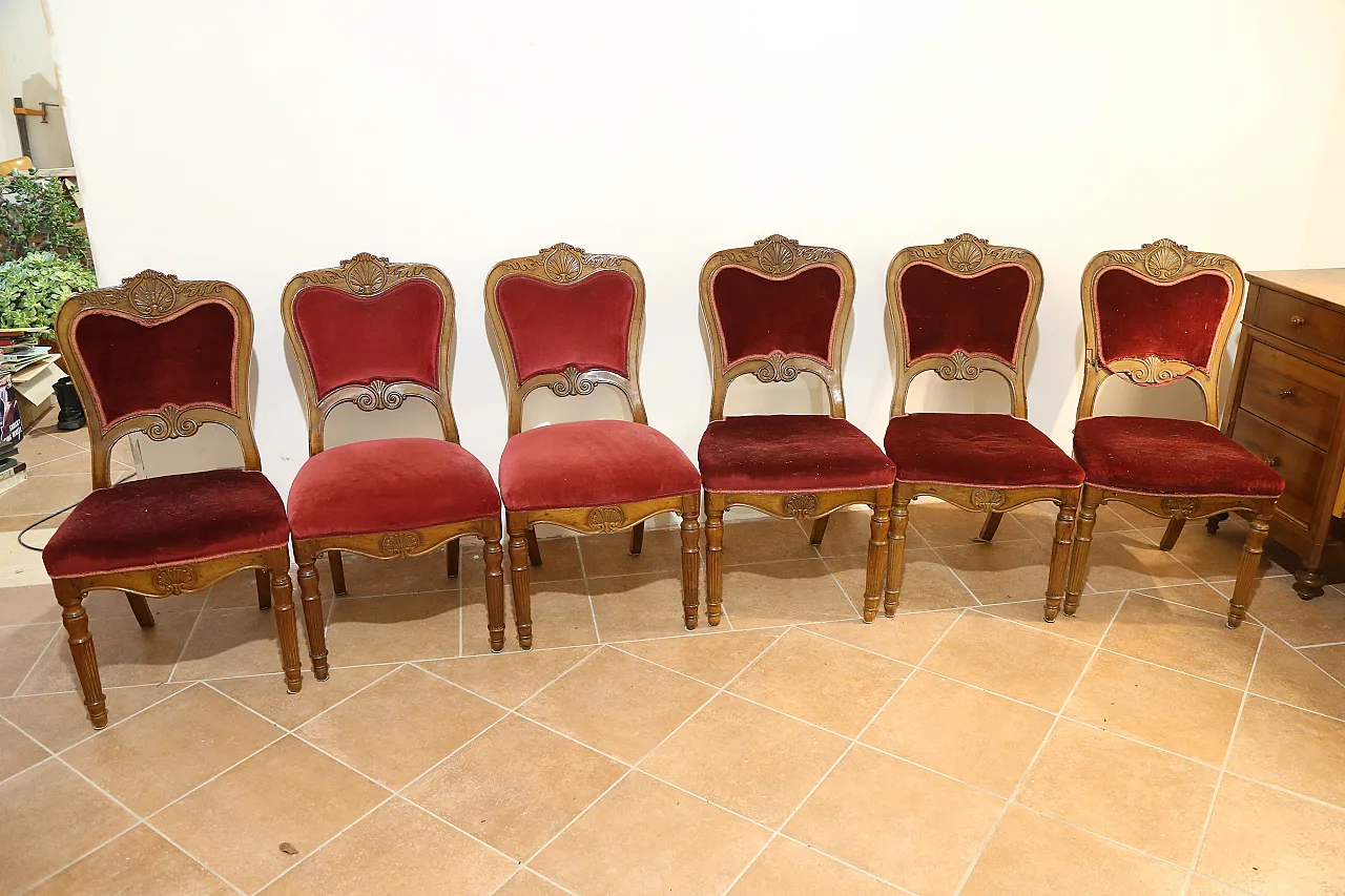 6 Biedermeier chairs set, Emilian, 19th century 11
