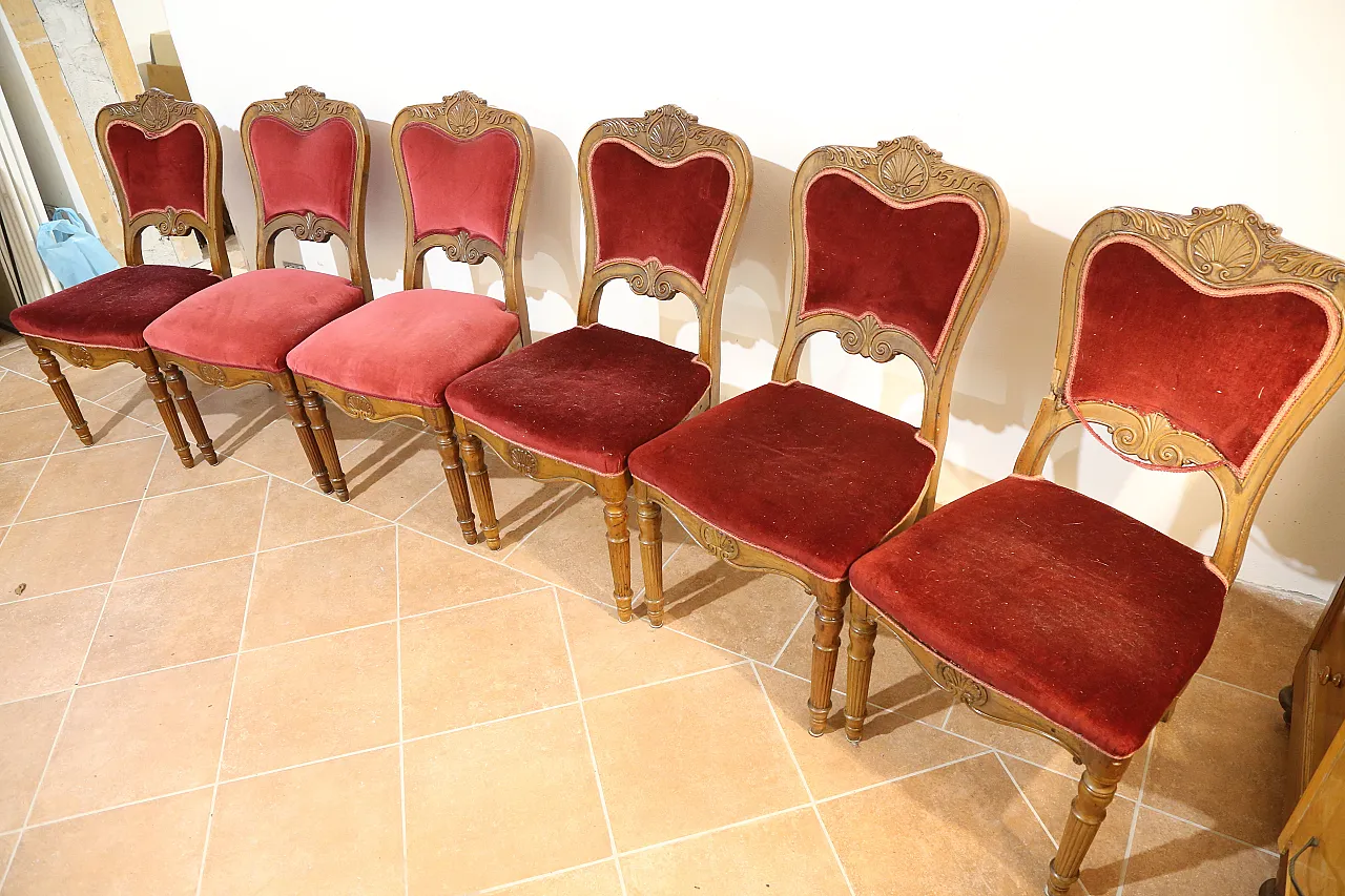 6 Biedermeier chairs set, Emilian, 19th century 13