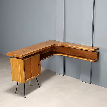 Mobile angolare di Marco Zanuso in rovere, anni '50