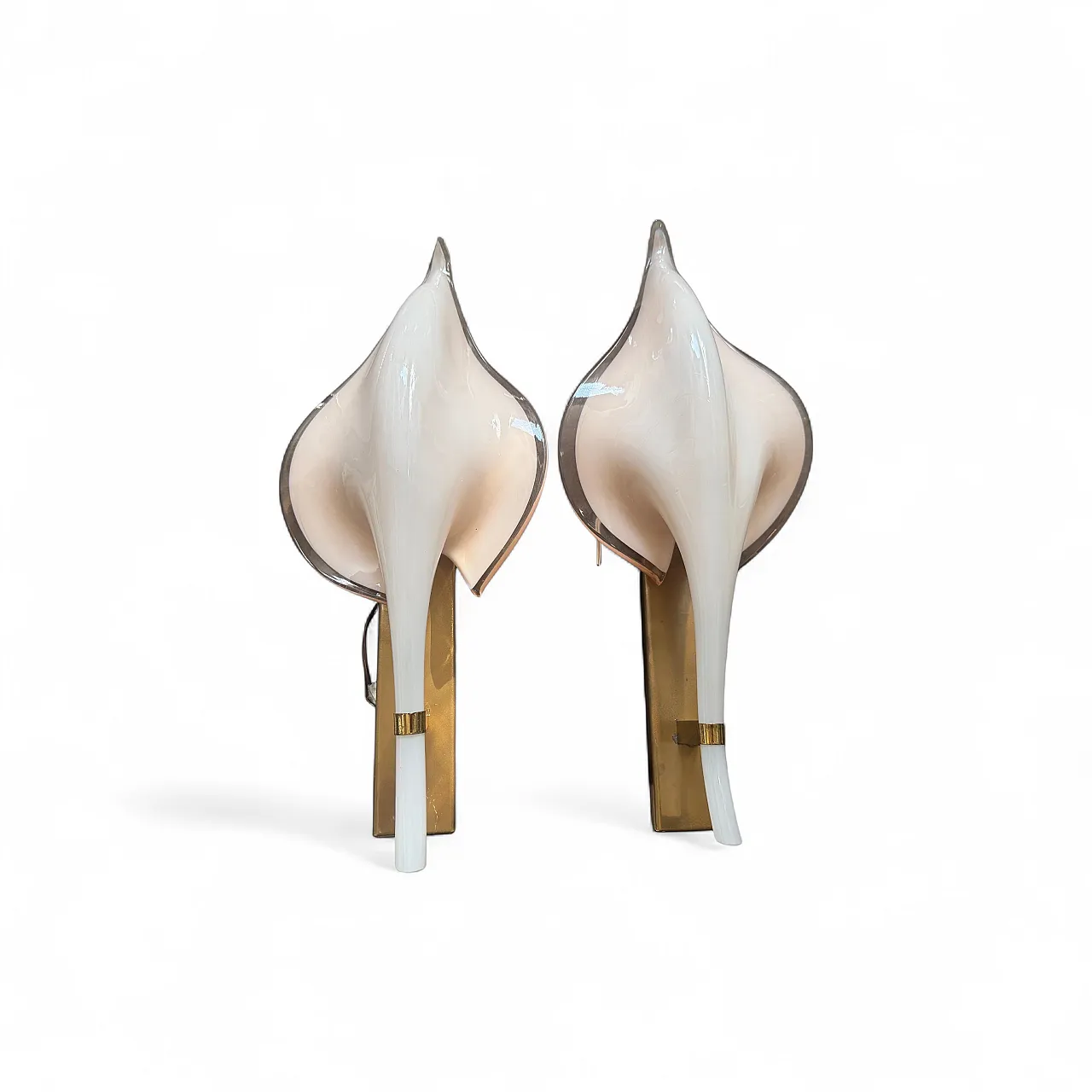 Pair of Murano glass leaf wall sconces by Franco Luce, 1970s 22