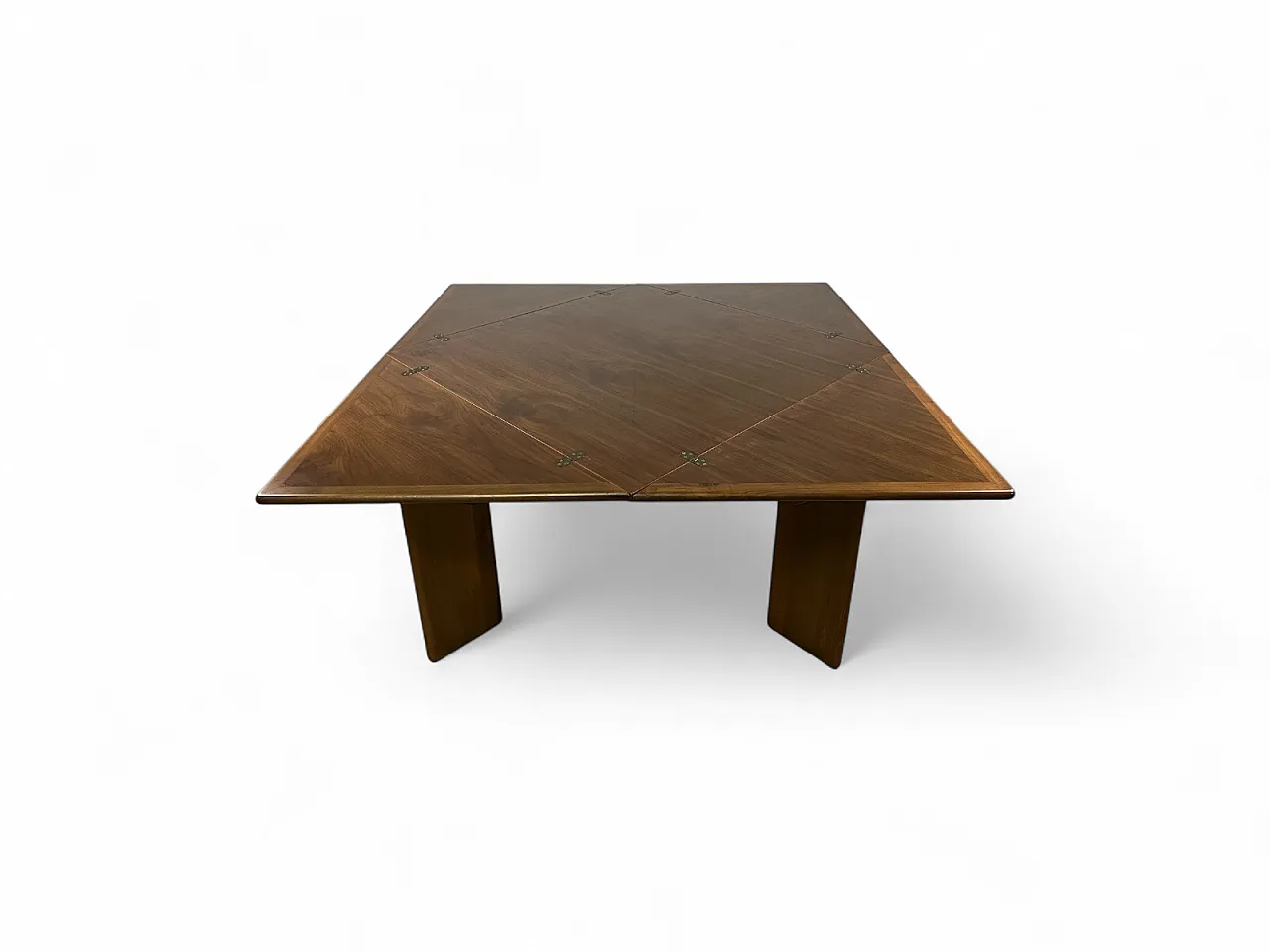 Catalan walnut wood square opening table, 1960s 21
