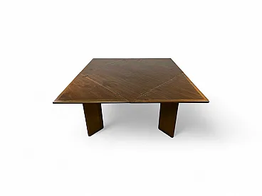 Catalan walnut wood square opening table, 1960s