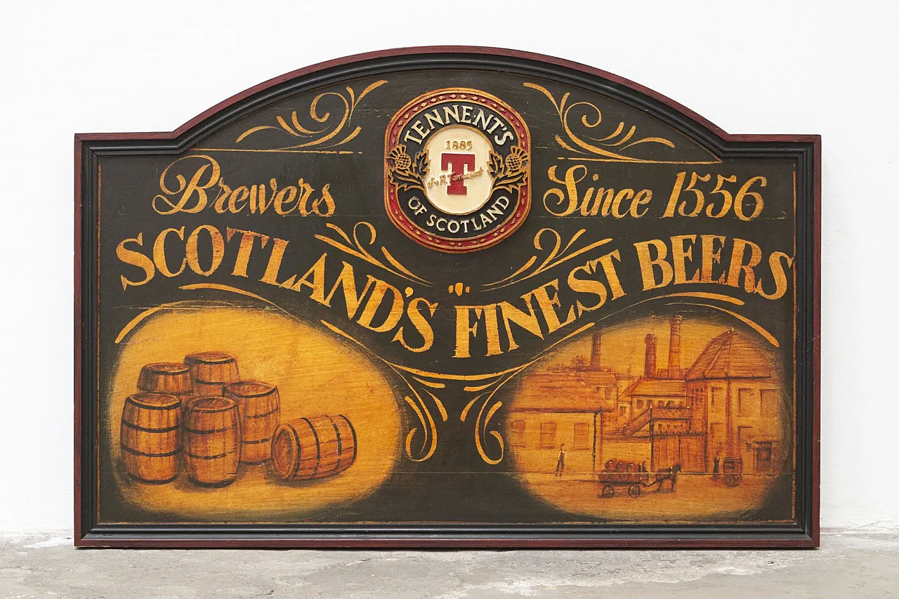 Birra Tennent's of Scotland, insegna in legno, '900 1