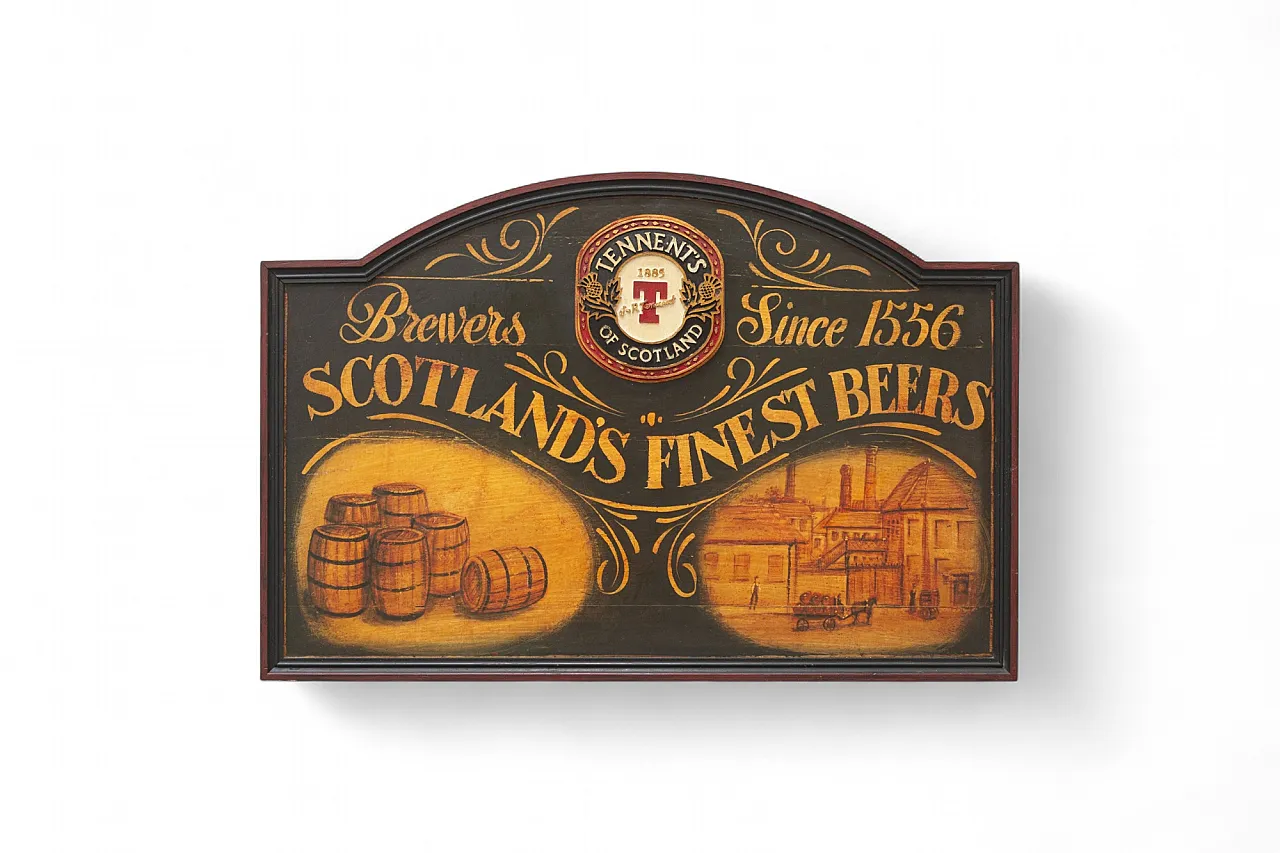 Birra Tennent's of Scotland, insegna in legno, '900 5
