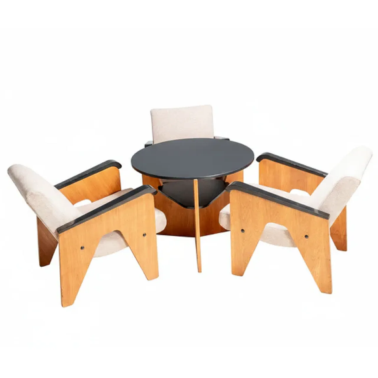 3 Poltrone con tavolo, anni '50 3